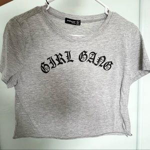 Girl Gang Cropped Grey Tee